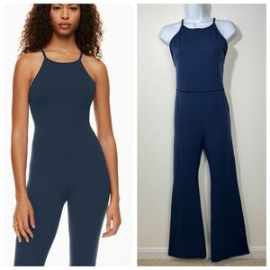 Aritzia Wilfred Free Leila Flare Jumpsuit Size Medium Navy blue Sporty